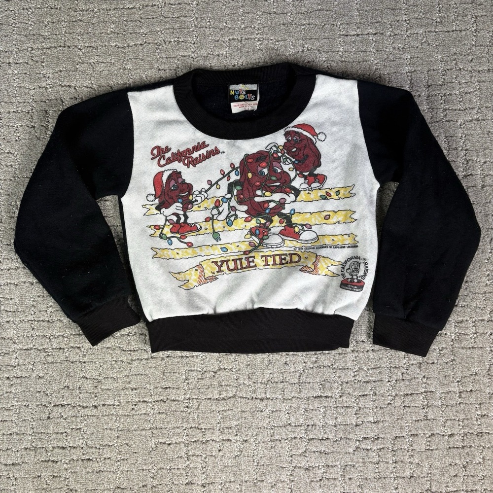 Vintage California Raisins Sweatshirt Kids Crewneck Christmas Theme 80s Size 4